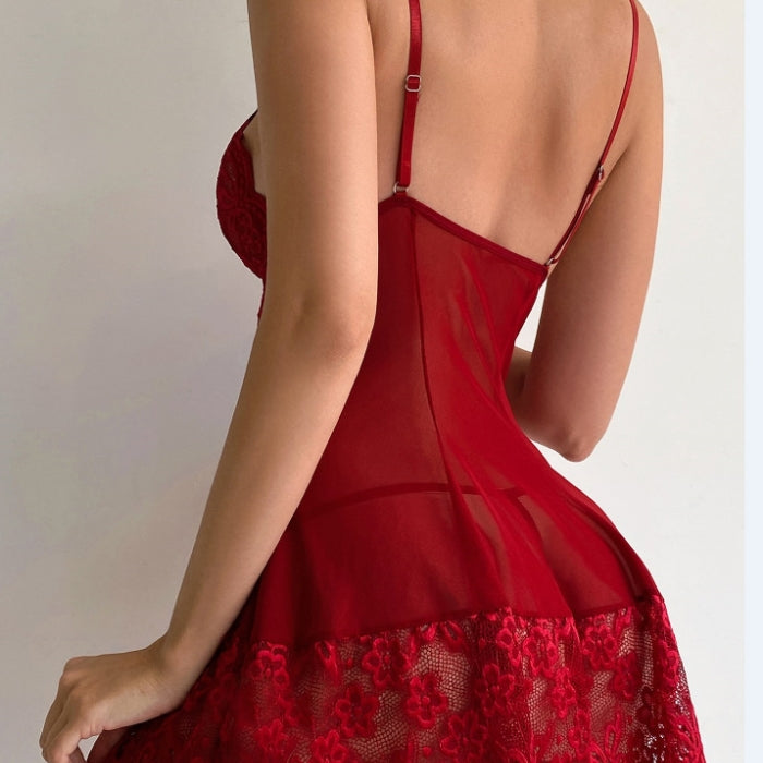 Nuisette "Passion" — Dentelle Sculptée & Jupe Volantée