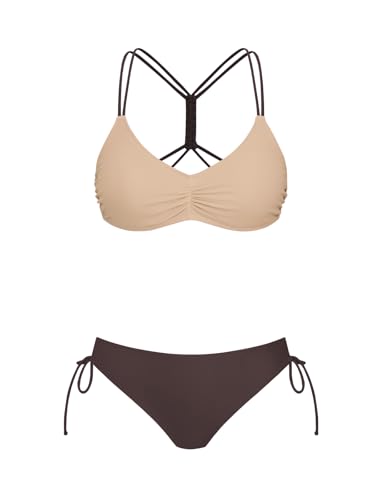 CUPSHE Conjunto de biquíni reversível Lace Up Laderal fato de banho de duas peças