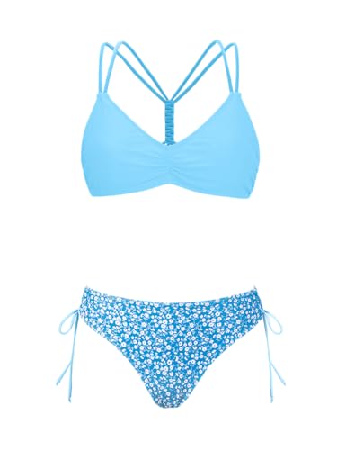 CUPSHE Conjunto de biquíni reversível Lace Up Laderal fato de banho de duas peças