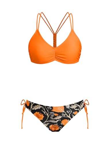 CUPSHE Conjunto de biquíni reversível Lace Up Laderal fato de banho de duas peças
