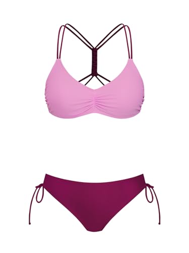 CUPSHE Conjunto de biquíni reversível Lace Up Laderal fato de banho de duas peças