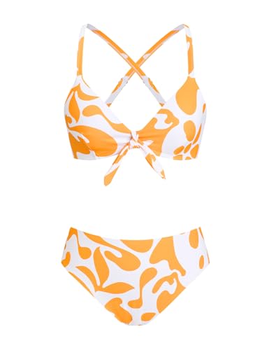 CUPSHE Biquíni ajustável com nó e estampado floral para mulher, fato de banho de duas peças