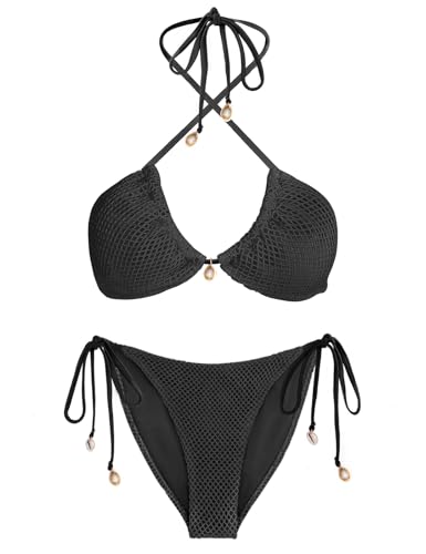 Vancavoo Biquínis mulher brasileiro sexy fato de banho de duas peças push up com triângulo para mulher ajustável Swimwear