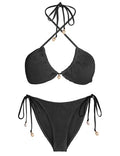 Vancavoo Biquínis mulher brasileiro sexy fato de banho de duas peças push up com triângulo para mulher ajustável Swimwear