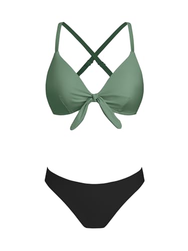 CUPSHE Biquíni ajustável com nó e estampado floral para mulher, fato de banho de duas peças