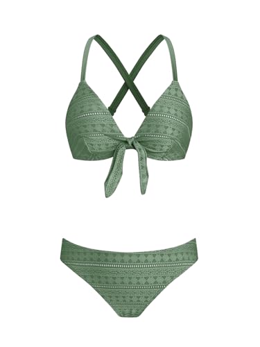 CUPSHE Biquíni ajustável com nó e estampado floral para mulher, fato de banho de duas peças