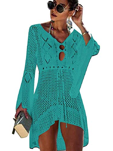 Camisolas e paredes, mulheres sexy biquíni cover up vestido de crochê praia túnica de malha vazar vestido de biquíni verão fato de banho