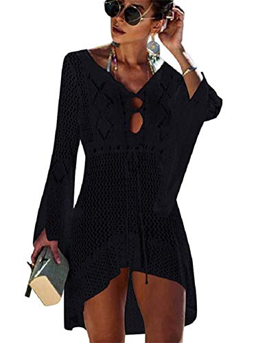 Camisolas e paredes, mulheres sexy biquíni cover up vestido de crochê praia túnica de malha vazar vestido de biquíni verão fato de banho