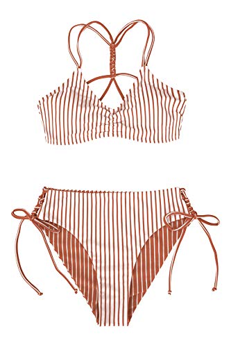 CUPSHE Conjunto de biquíni reversível Lace Up Laderal fato de banho de duas peças