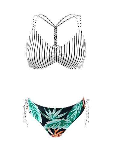 CUPSHE Conjunto de biquíni reversível Lace Up Laderal fato de banho de duas peças