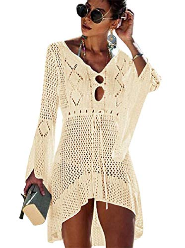 Camisolas e paredes, mulheres sexy biquíni cover up vestido de crochê praia túnica de malha vazar vestido de biquíni verão fato de banho