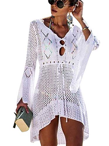 Camisolas e paredes, mulheres sexy biquíni cover up vestido de crochê praia túnica de malha vazar vestido de biquíni verão fato de banho