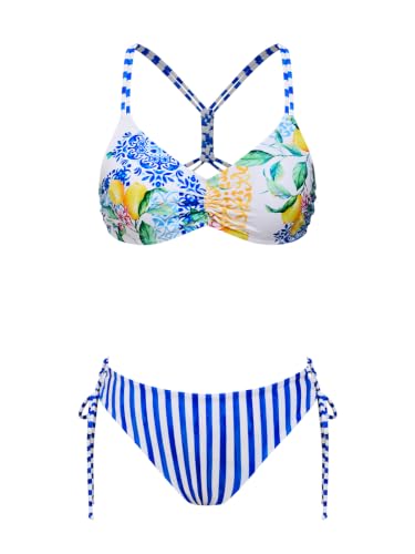 CUPSHE Conjunto de biquíni reversível Lace Up Laderal fato de banho de duas peças