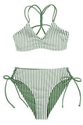 CUPSHE Conjunto de biquíni reversível Lace Up Laderal fato de banho de duas peças