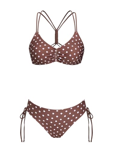 CUPSHE Conjunto de biquíni reversível Lace Up Laderal fato de banho de duas peças