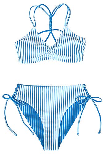CUPSHE Conjunto de biquíni reversível Lace Up Laderal fato de banho de duas peças