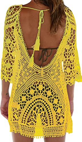 Camisolas e paredes, mulheres sexy biquíni cover up vestido de crochê praia túnica de malha vazar vestido de biquíni verão fato de banho