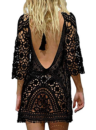 Camisolas e paredes, mulheres sexy biquíni cover up vestido de crochê praia túnica de malha vazar vestido de biquíni verão fato de banho