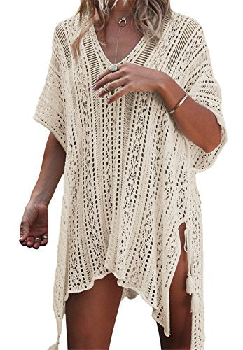 Camisolas e paredes, mulheres sexy biquíni cover up vestido de crochê praia túnica de malha vazar vestido de biquíni verão fato de banho