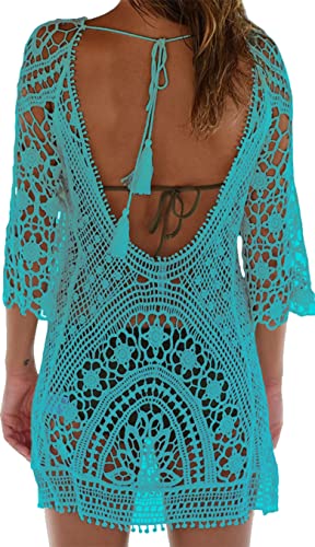 Camisolas e paredes, mulheres sexy biquíni cover up vestido de crochê praia túnica de malha vazar vestido de biquíni verão fato de banho