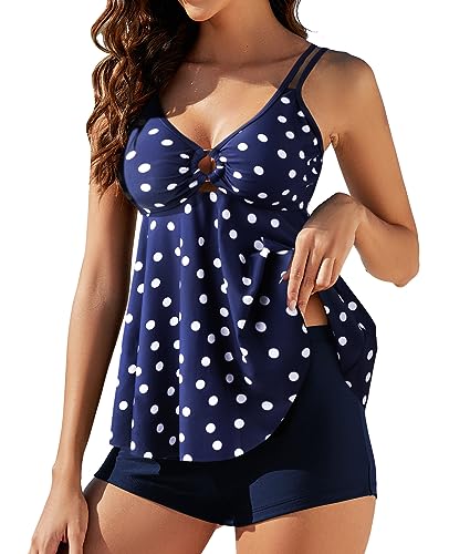 Genfien Tankinis Fato de Banho Mulher Push Up Swimwear Beachwear Fato de Banho de 2 Peças Mulher com 2 Alças Ajustável Estampado Floral para Praia Férias Nadar Boyshort Fato de Banho