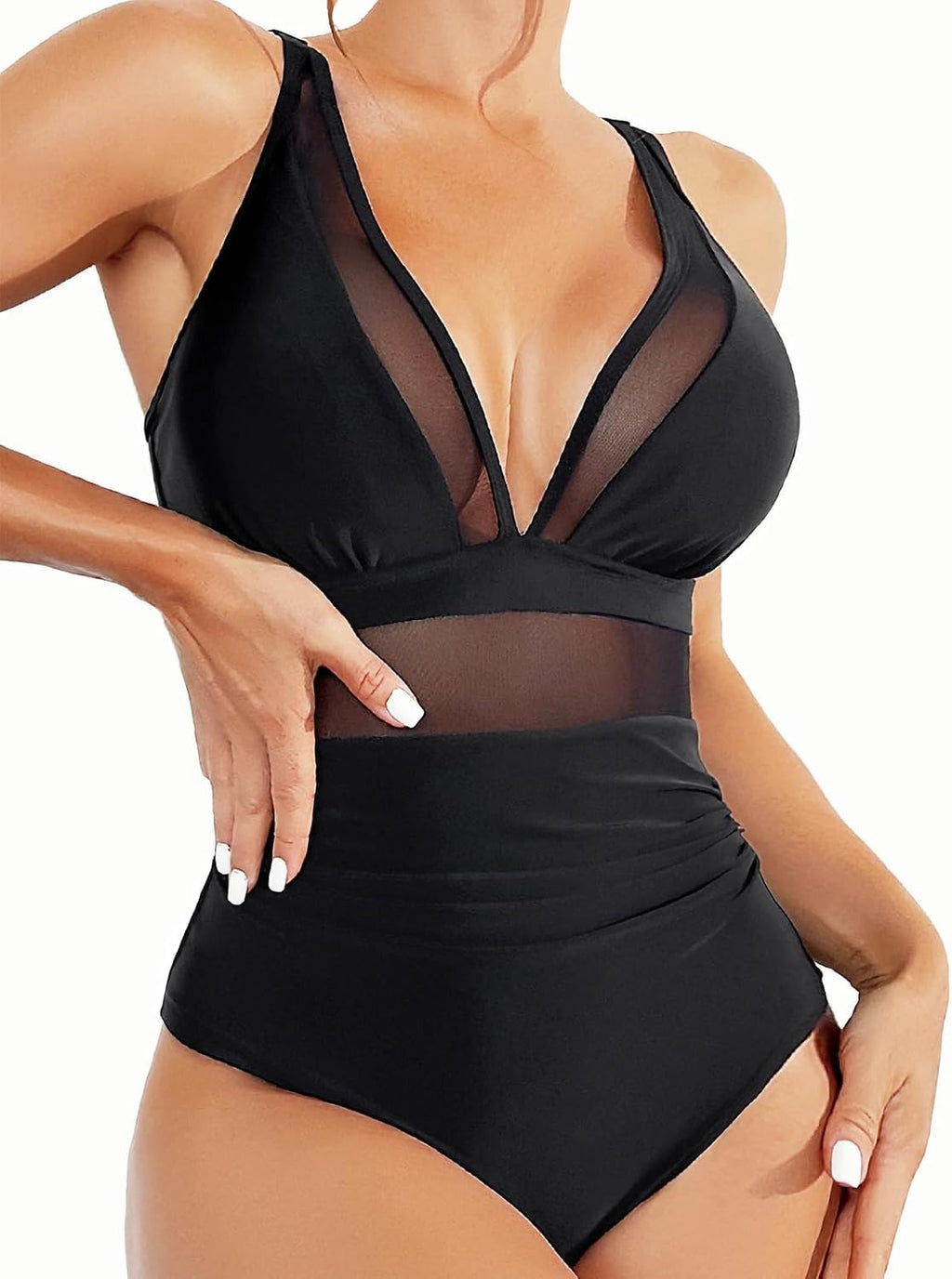 Fato de banho de uma peça mulher redutor barriga plana fato de banho de malha decote em V sexy fatos de banho push-up acolchoado roupa de banho Swimsuit