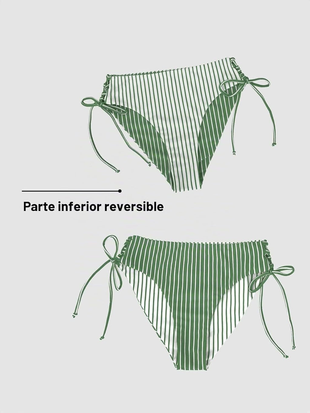 CUPSHE Conjunto de biquíni reversível Lace Up Laderal fato de banho de duas peças