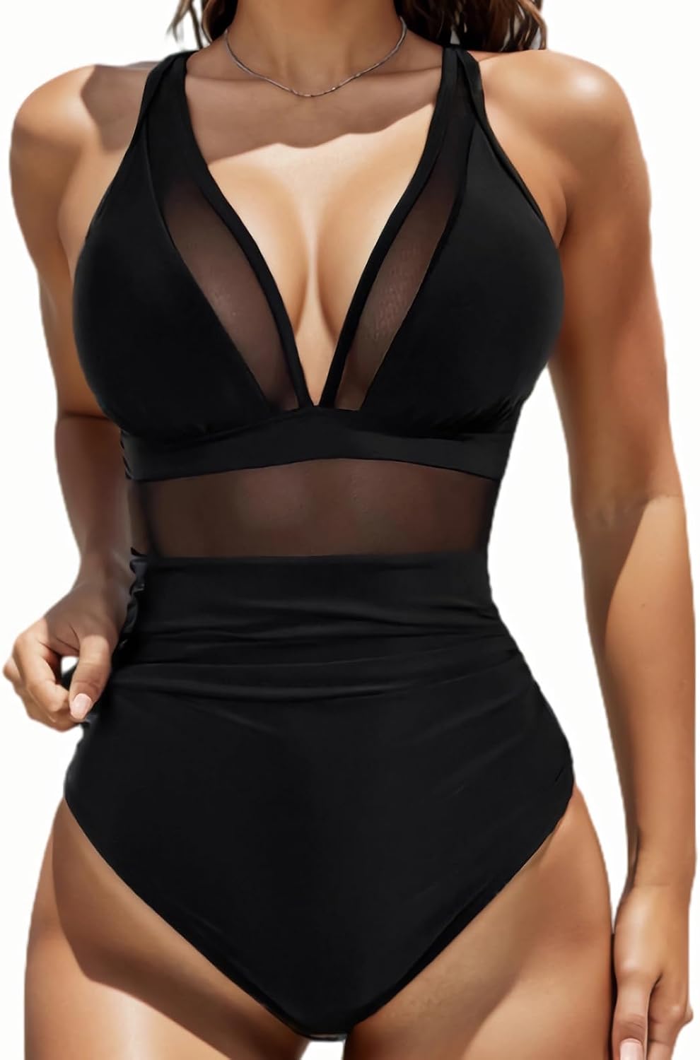 Fato de banho de uma peça mulher redutor barriga plana fato de banho de malha decote em V sexy fatos de banho push-up acolchoado roupa de banho Swimsuit