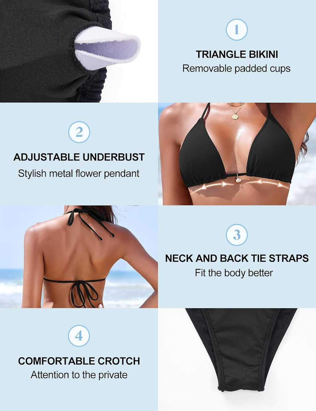 Nadeer Conjunto de biquíni mulher brasileiro fato de banho 2 peças sexy halter triângulo push-up enchimento fato de banho conjunto cintura alta estampado floral de praia natação