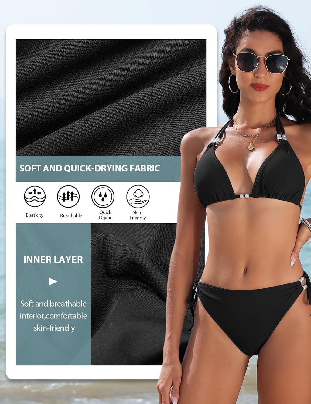 CMTOP Biquíni mulher conjunto de biquíni halter triângulo biquíni top e cuecas de biquíni com cordão ajustável de cintura alta sólido fato de banho 2 peças sexy de praia