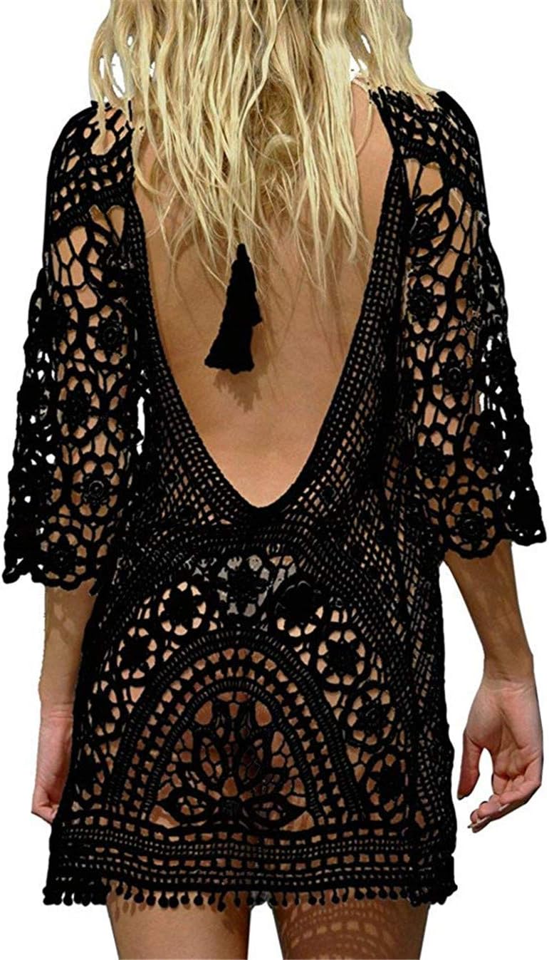 Camisolas e paredes, mulheres sexy biquíni cover up vestido de crochê praia túnica de malha vazar vestido de biquíni verão fato de banho