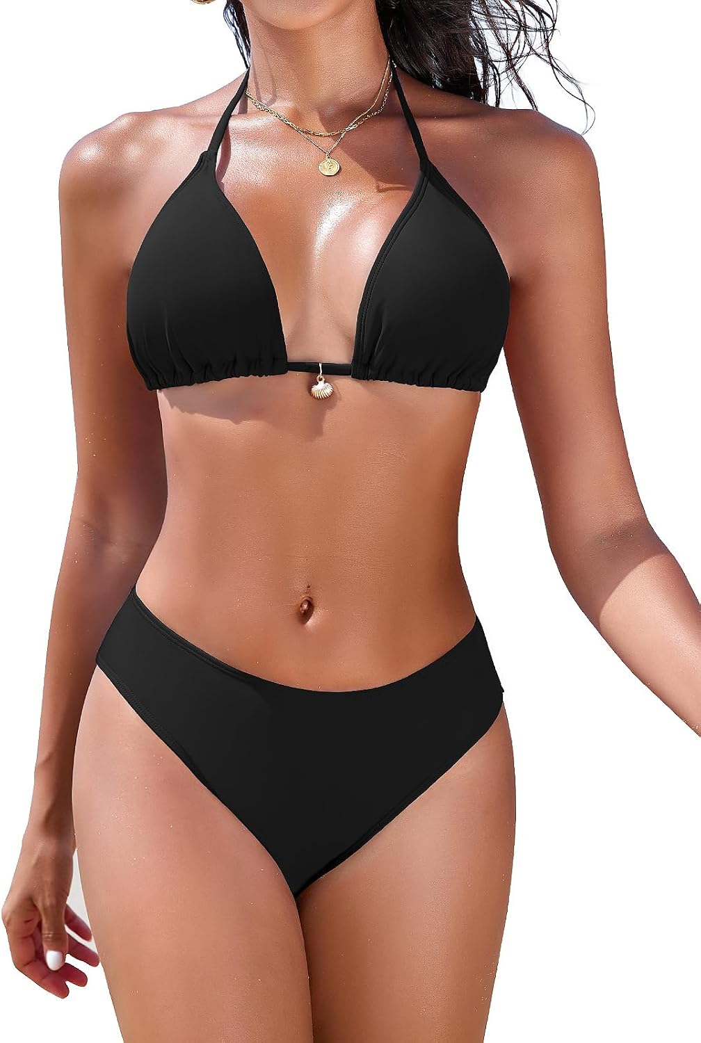 Nadeer Conjunto de biquíni mulher brasileiro fato de banho 2 peças sexy halter triângulo push-up enchimento fato de banho conjunto cintura alta estampado floral de praia natação
