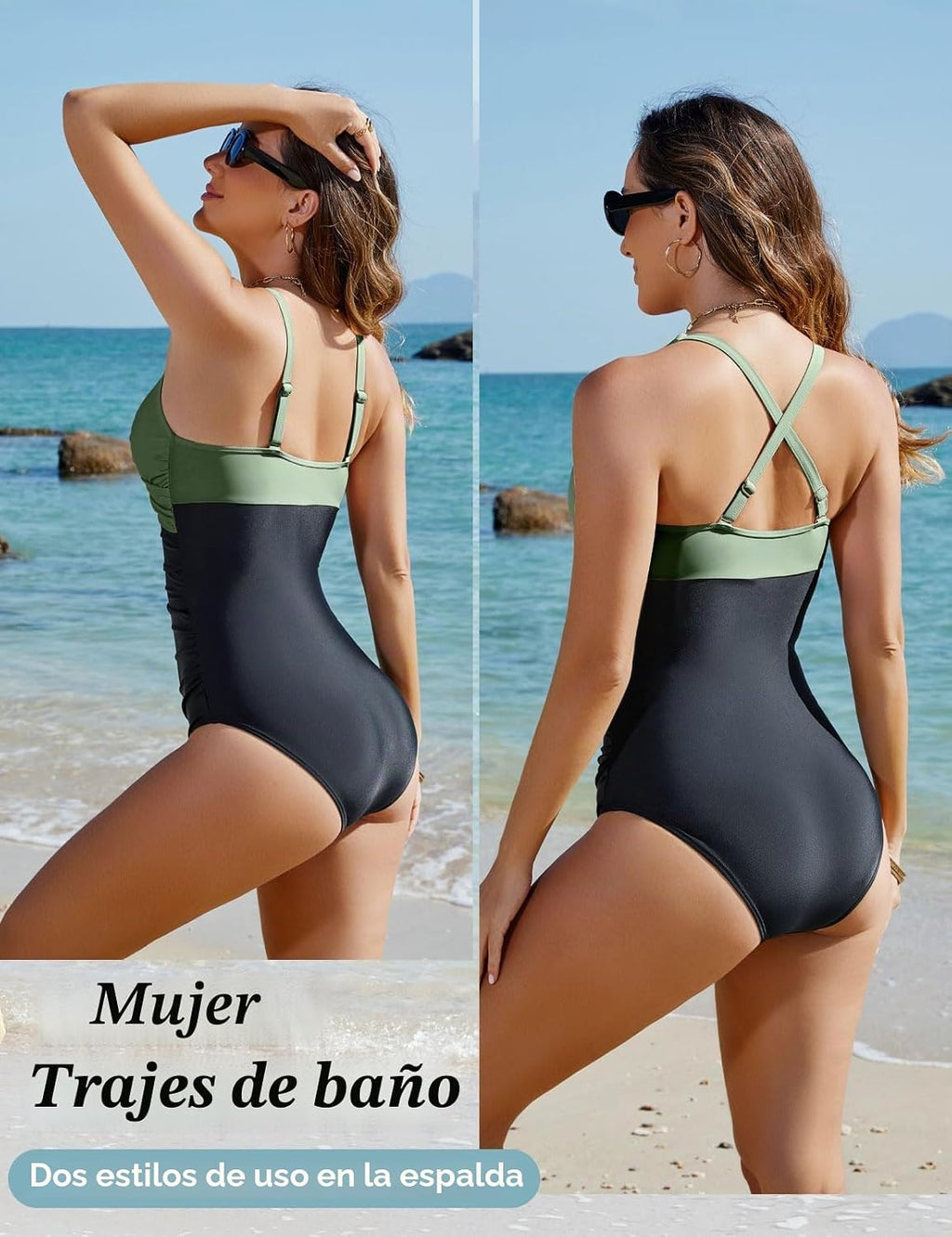 heekpek Fato de banho mulher redutor decote em V fato de banho uma peça barriga plana cintura alta inteira fato de banho natação com enchimento e push up