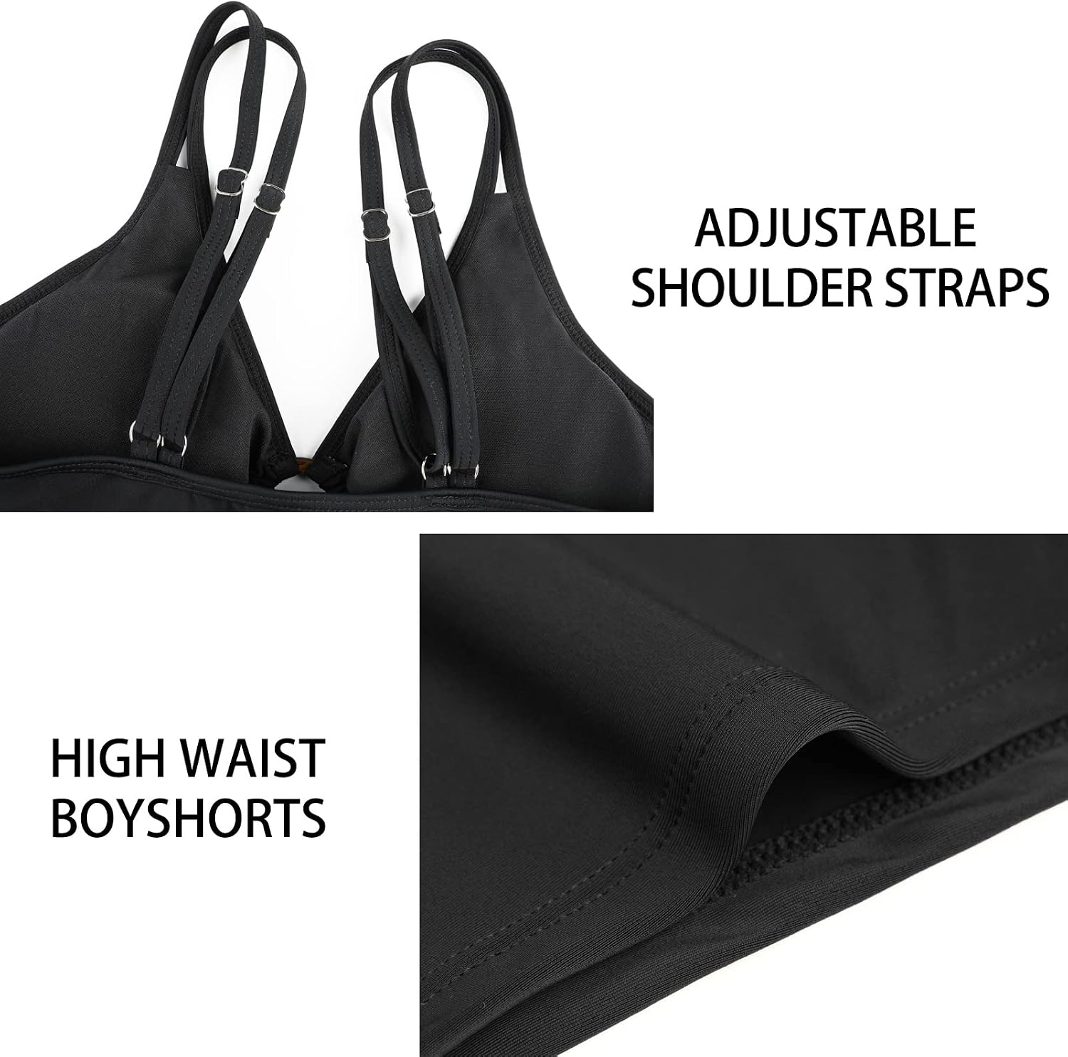 Genfien Tankinis Fato de Banho Mulher Push Up Swimwear Beachwear Fato de Banho de 2 Peças Mulher com 2 Alças Ajustável Estampado Floral para Praia Férias Nadar Boyshort Fato de Banho