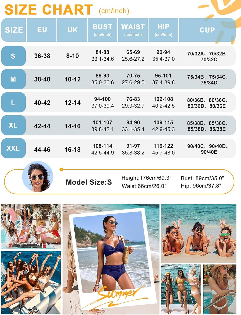 Nadeer Fato de banho para mulher top cruzado decote em V duas peças com pérolas sexy elegante conjuntos de biquíni controlo de barriga de cintura alta fato de banho de praia