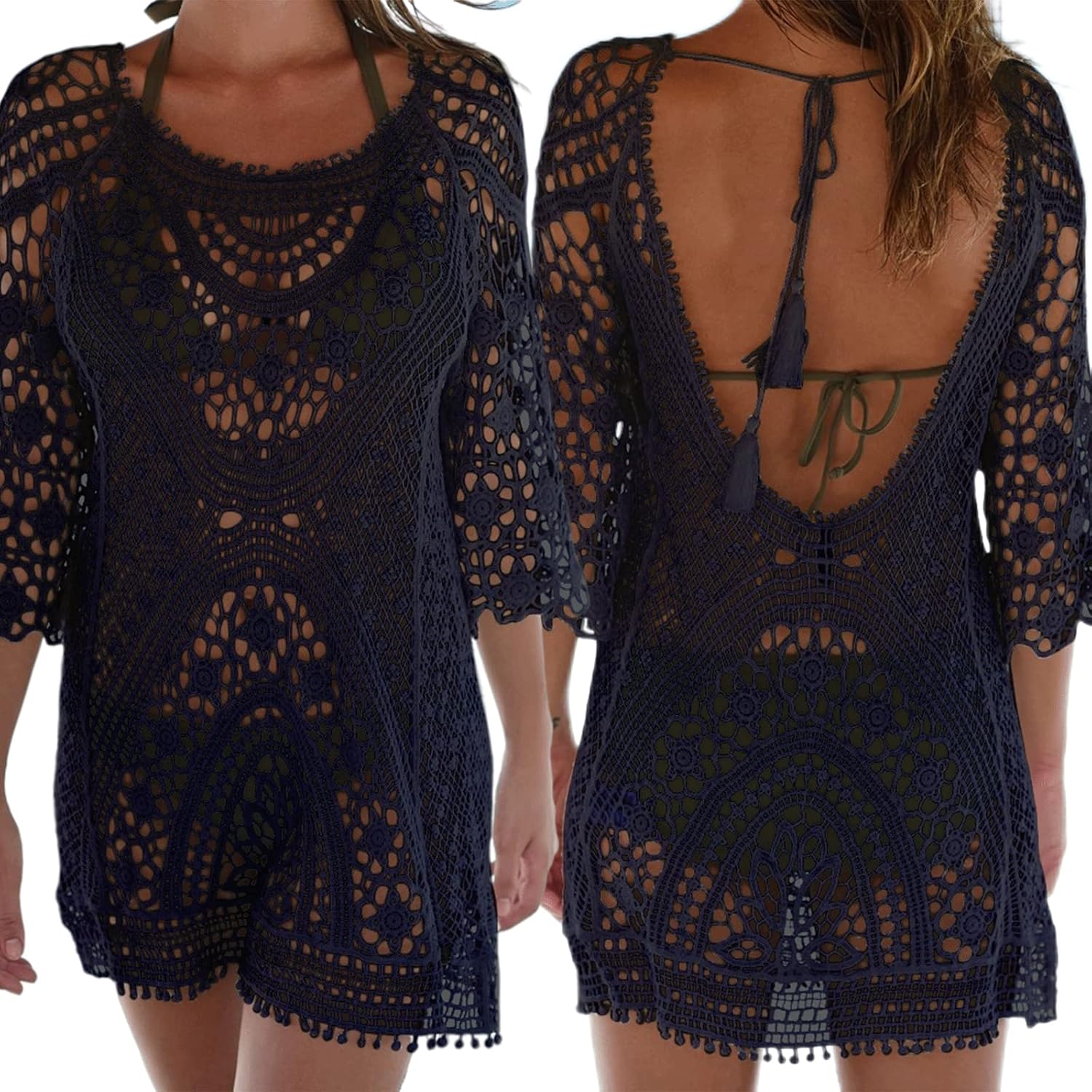 Camisolas e paredes, mulheres sexy biquíni cover up vestido de crochê praia túnica de malha vazar vestido de biquíni verão fato de banho