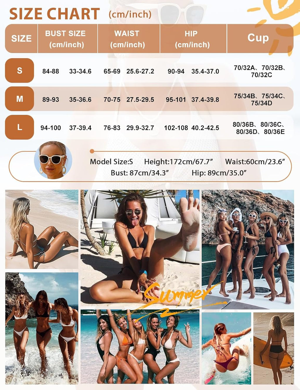 Vancavoo Biquínis mulher brasileiro sexy fato de banho de duas peças push up com triângulo para mulher ajustável Swimwear