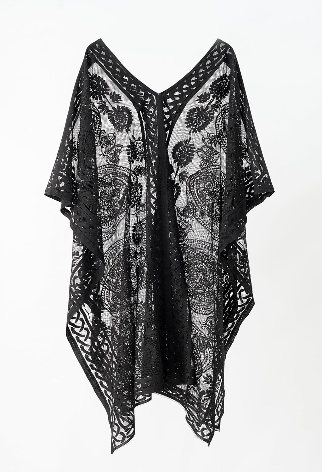 Vestido de Playa Sexy y Elegante de Encaje para Mujer, Pareo cubrebañador con Cuello en V para Vacaciones y Fiestas