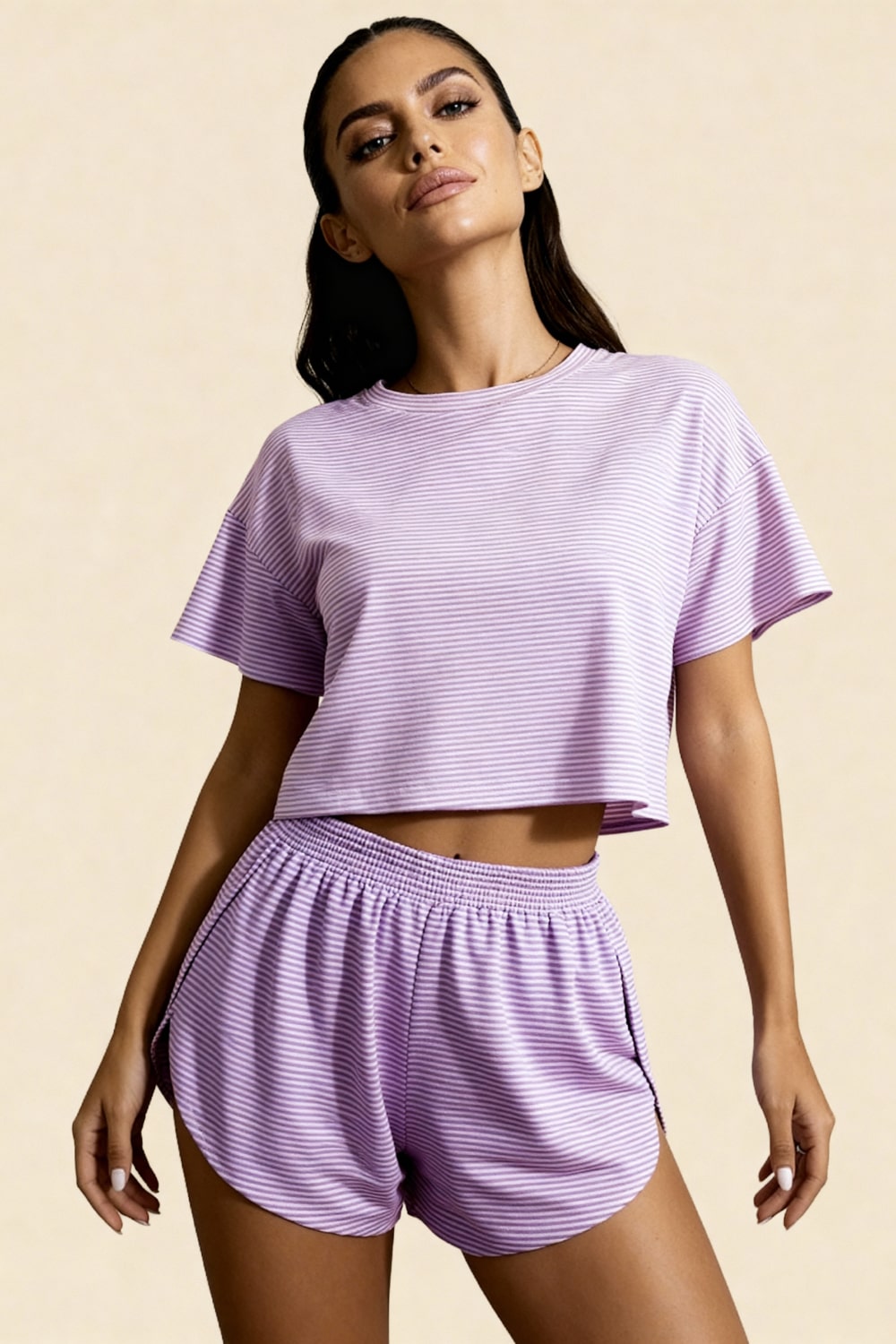 Carmen Violet slit shorts and crop top set
