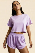 Carmen Violet slit shorts and crop top set
