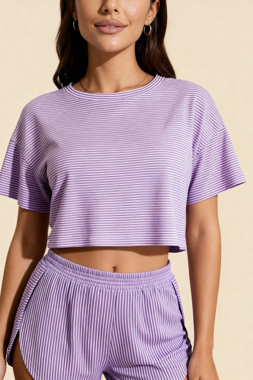 Carmen Violet slit shorts and crop top set