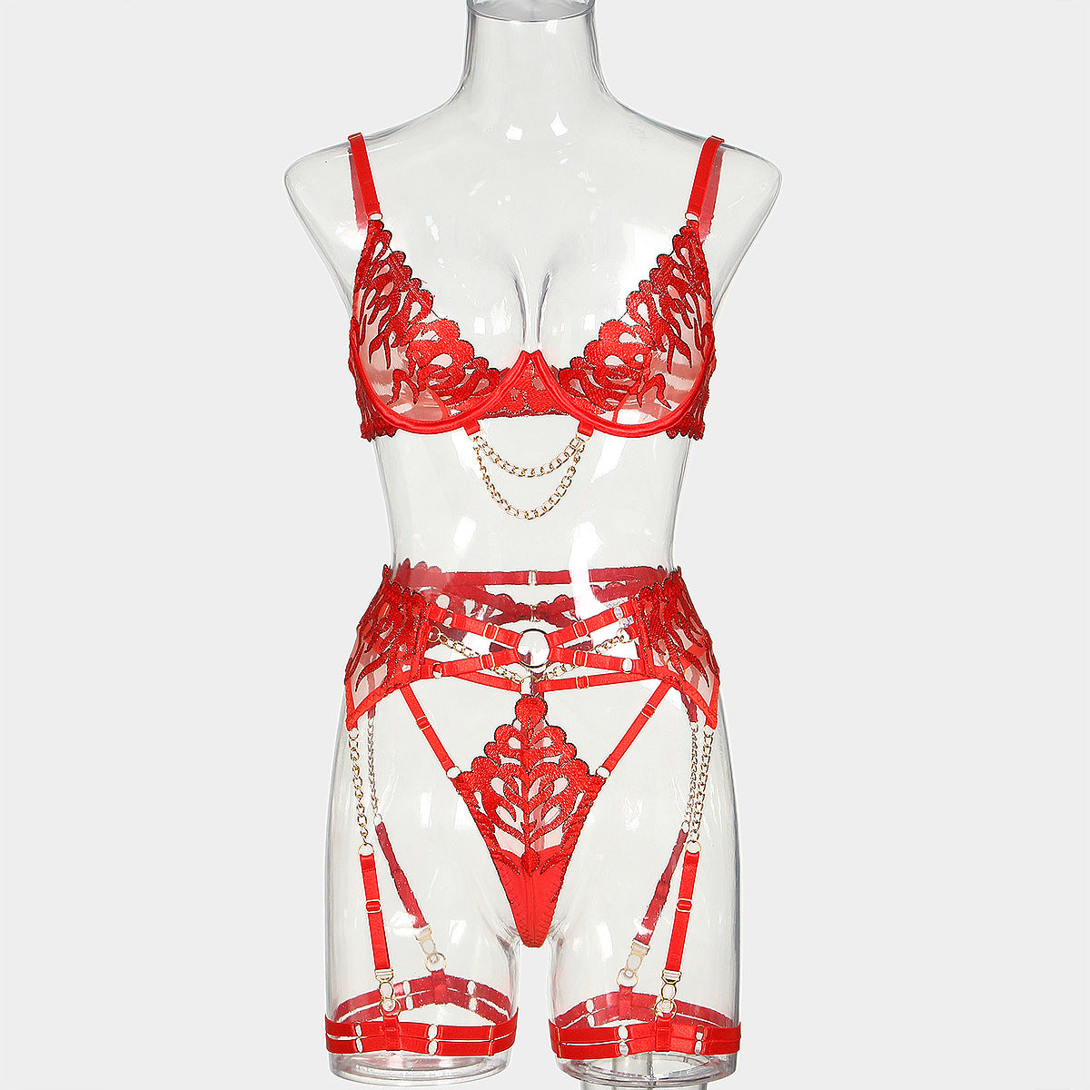 Ensemble Dentelle Feuillage & Chaînes, Cage Sculpturale
