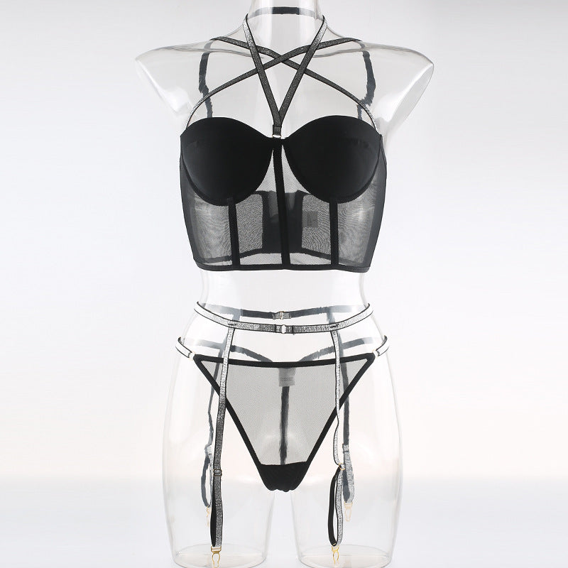Ensemble "Diamant" — Corset Voile & Chaînes Strassées